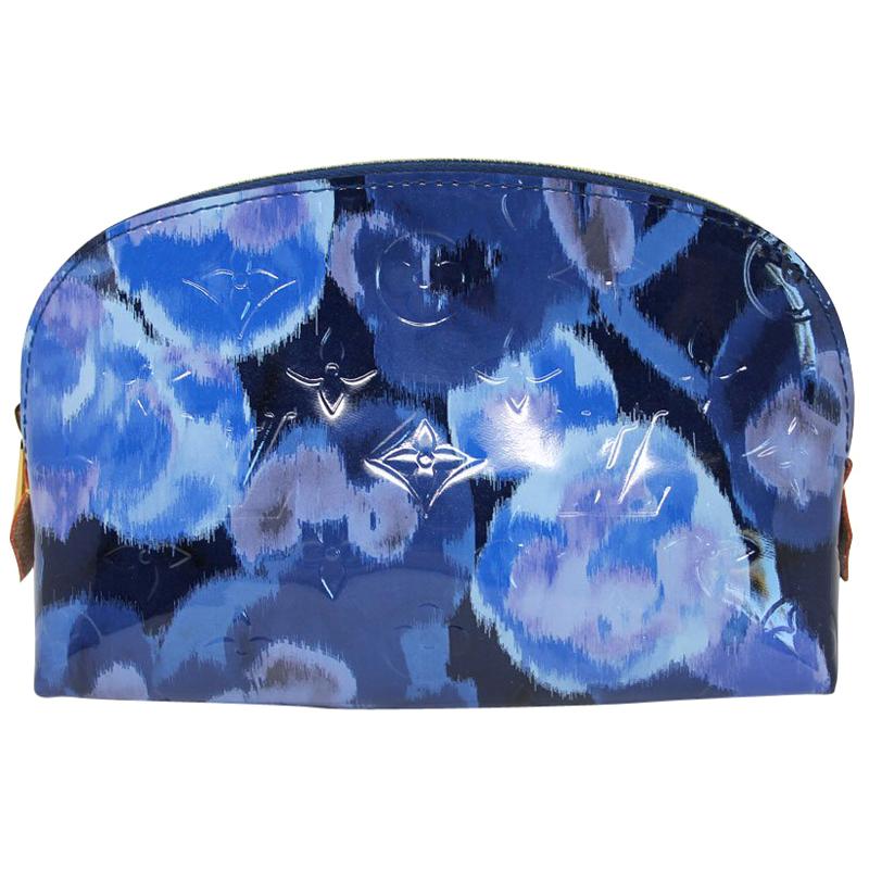 Louis Vuitton Blue Floral Pochette Cosmetic Pouch