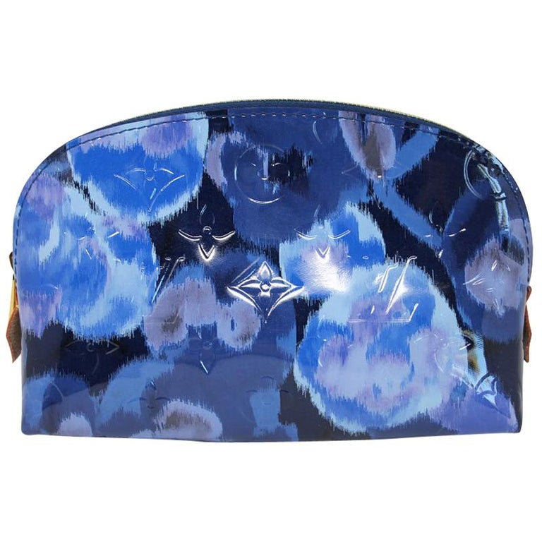 Louis Vuitton Blue Floral Pochette Cosmetic Pouch For Sale at 1stdibs