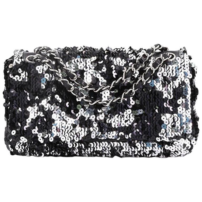 Chanel Summer Night Flap Bag Sequins with Leather Medium