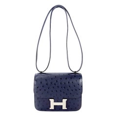 Hermès Blue Roi Ostrich Constance Mini 18