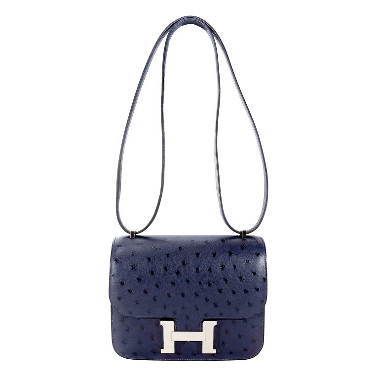 Hermes Mini Constance 18 7L Blue De Malte Ostrich GHW