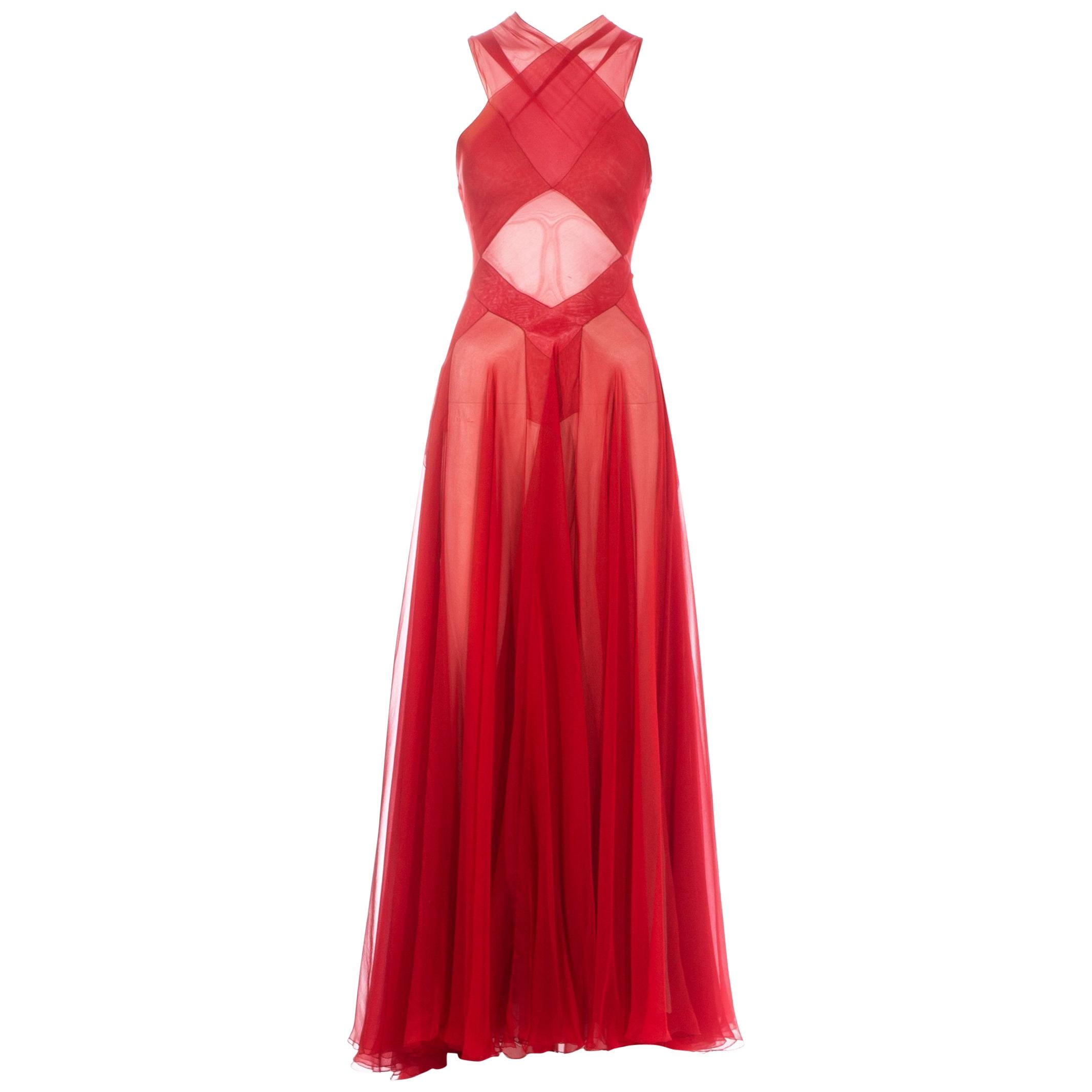 Azzedine Alaia Couture red silk evening dress, c. 1996