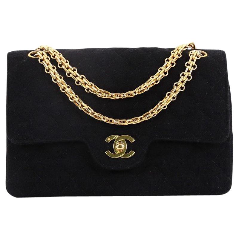 Chanel Vintage Reissue Chain Double Flap Bag Quilted Jersey Small