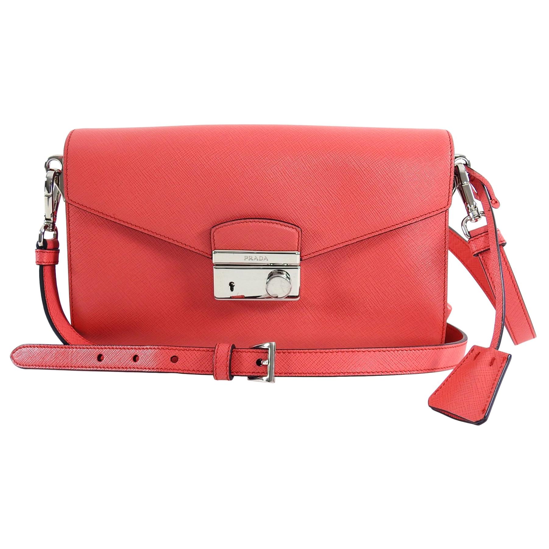 Prada Hot Pink Saffiano Lux Convertible 2 in 1 Sound Bag at 1stDibs