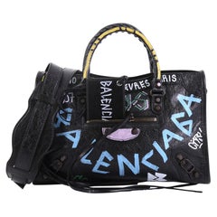 Balenciaga City Graffiti Classic Studs Handbag Leather Small