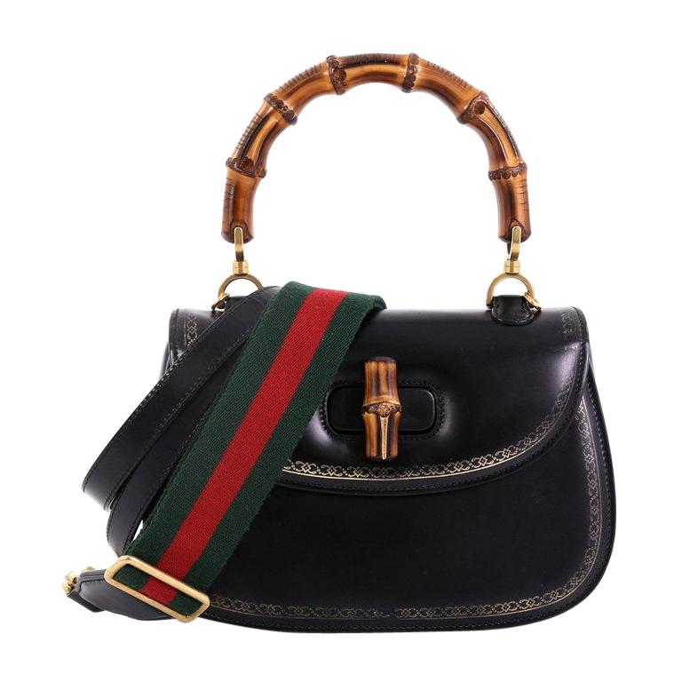 Gucci Bamboo Web Top Handle Bag Printed Leather Small at 1stDibs ...