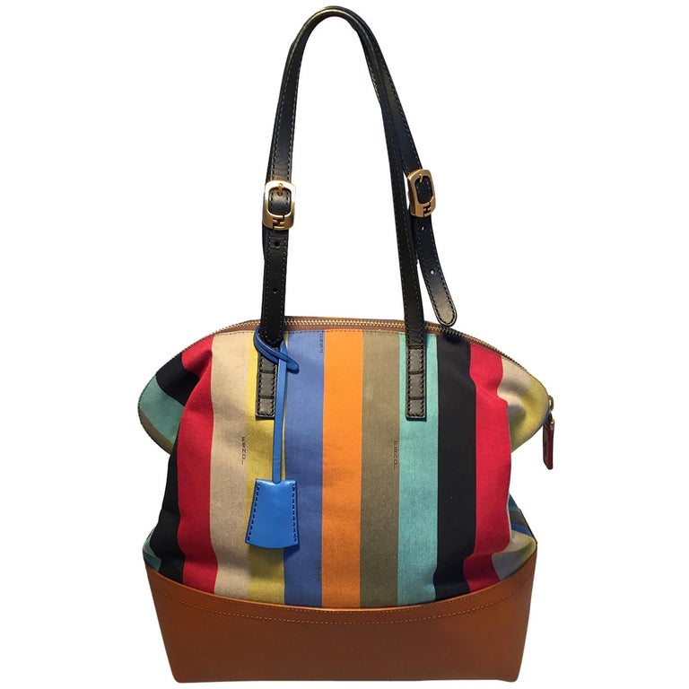 Fendi Multicolor Stripe 2Bag Shoulder Bag Tote For Sale at 1stDibs