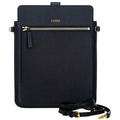 Fendi Black  Leather Crossbody Bag Italy w/ Dust Bag