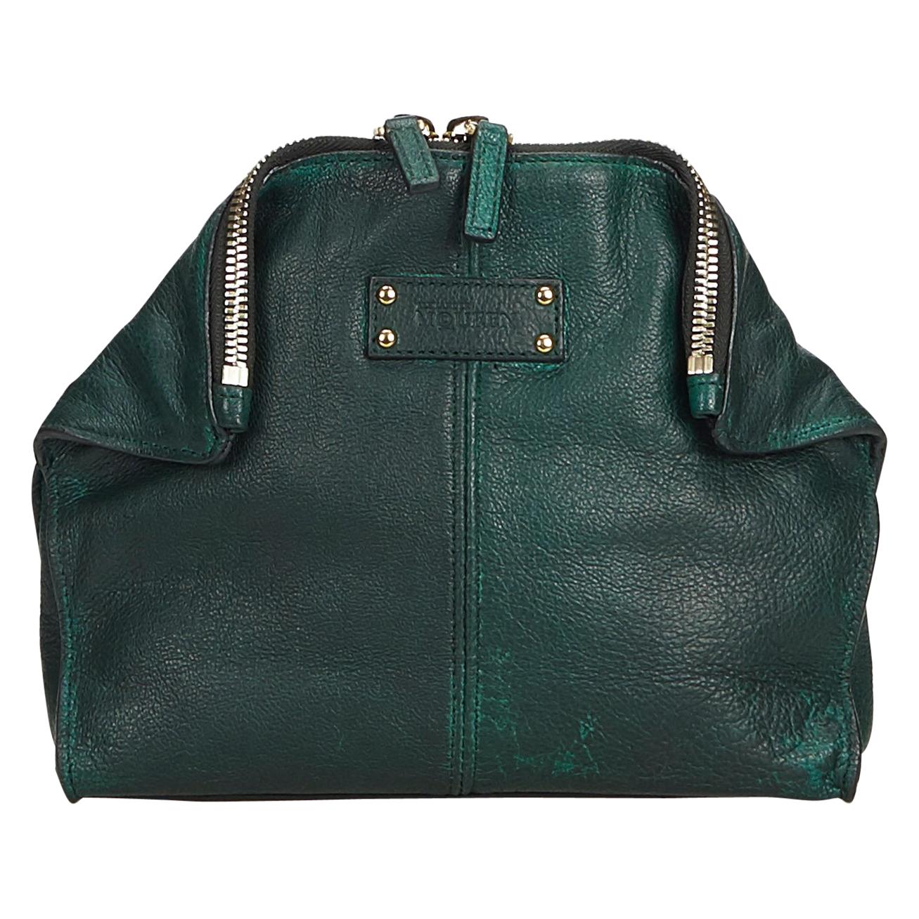 Alexander Mcqueen Green  Leather De Manta Union Clutch Bag Italy