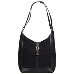 Gucci Black Canvas Fabric Jackie Shoulder Bag Italy w/ Dust Bag
