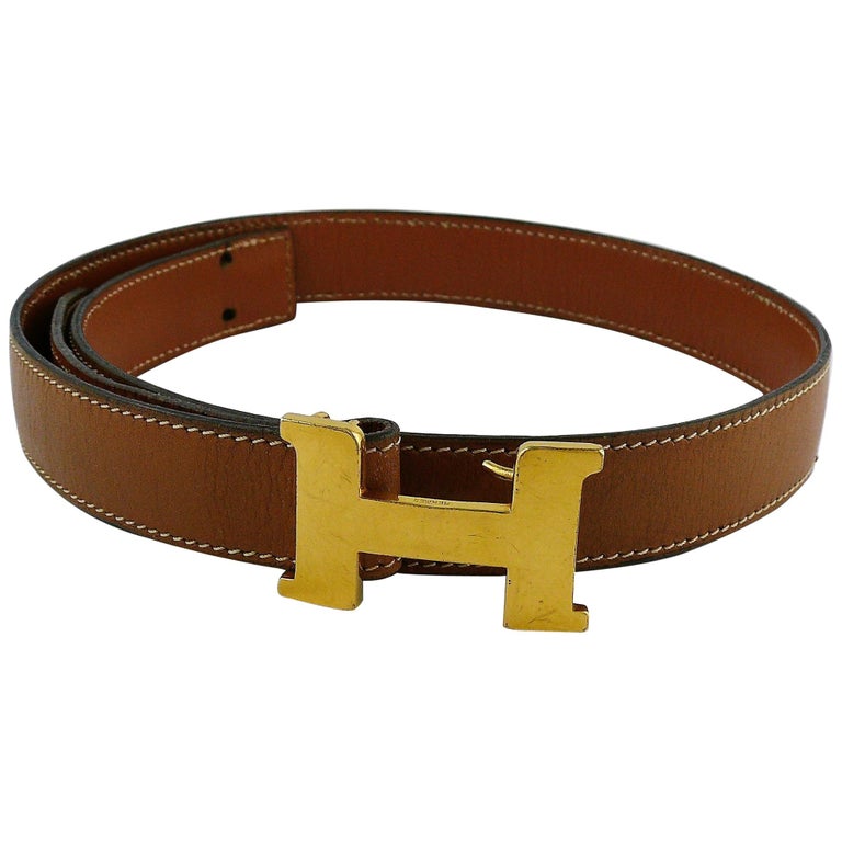 Hermes Vintage 1985 Brown Constance Belt with Gold Toned Buckle at