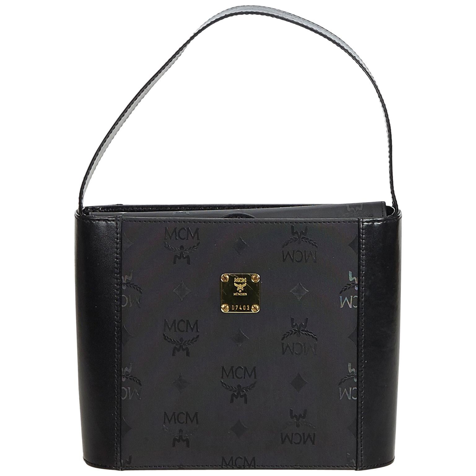 MCM Black Nylon Fabric Visetos Handbag Germany For Sale