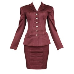 Vintage Alaia Burgundy Corset Skirt Suit 1992