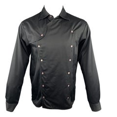 BURBERRY LONDON Size M Black Solid Cotton Double Breasted Long Sleeve Shirt