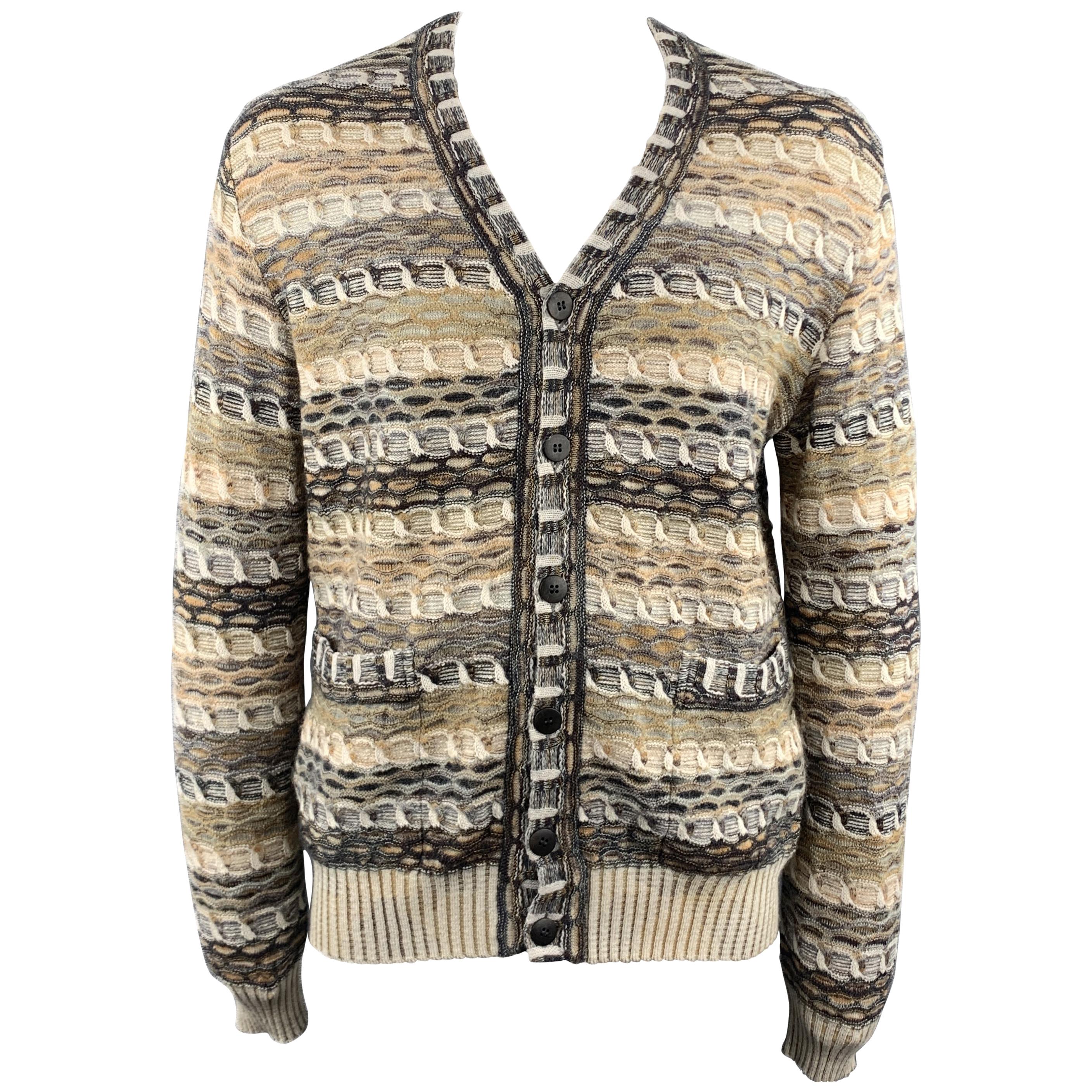 MISSONI Size M Beige Melange Wool / Mohair / Cashmere Buttoned Cardigan