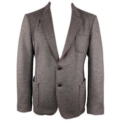 ARMANI COLLEZIONI 44 Grey Solid Wool Blend Notch Lapel Jacket