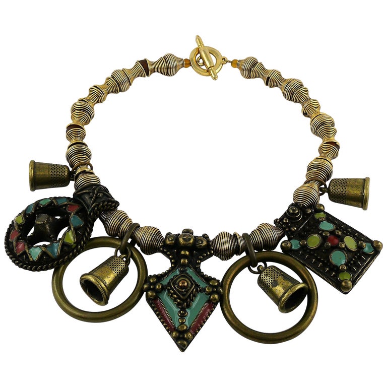Jean Paul Gaultier Vintage Tribal Charm Necklace For Sale at 1stDibs