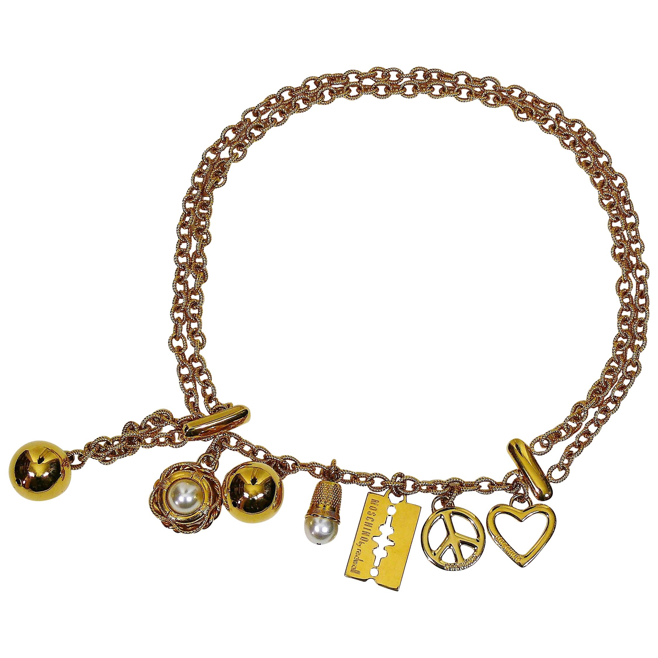 Moschino Vintage Iconic Charm Tiered Belt Necklace