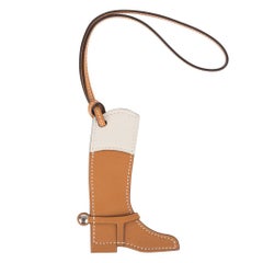 Hermes Paddock Botte Equestrian Boot Sable and Craie Bag Charm
