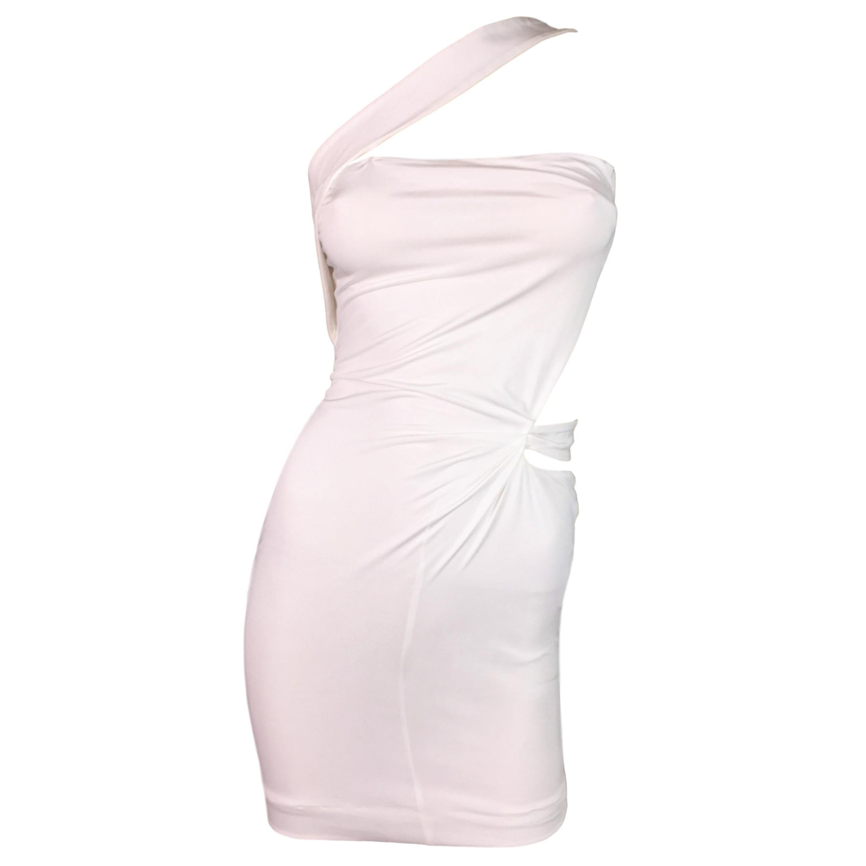 F/W 2004 Gucci by Tom Ford White Bodycon Cut-Out Mini Dress at 1stDibs