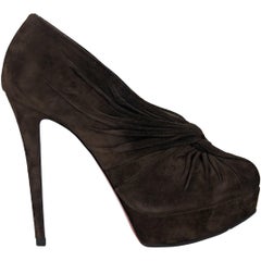 Brown Christian Louboutin Suede Platform Ankle Boots