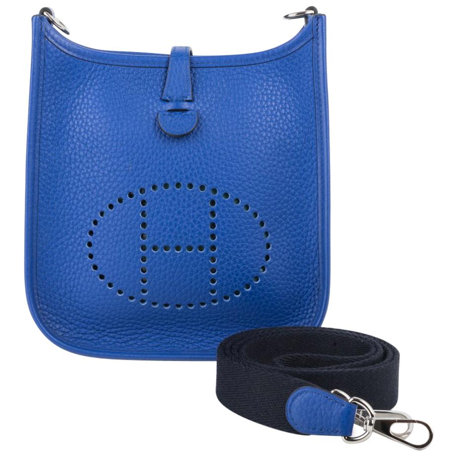 Hermes Evelyne TPM Bag Electric Blue Clemence Palladium