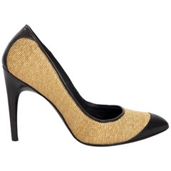 Tan & Brown Roger Vivier Straw Pumps