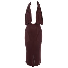 Azzedine Alaia Rotes Jersey-Abendkleid mit Neckholder:: ss 1984