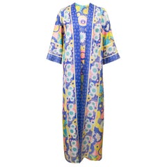 1960s Rayon Bohemian Caftan with Cape Attachment