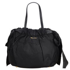 Prada Black Nylon Fabric Tessuto Bow Handbag Italy