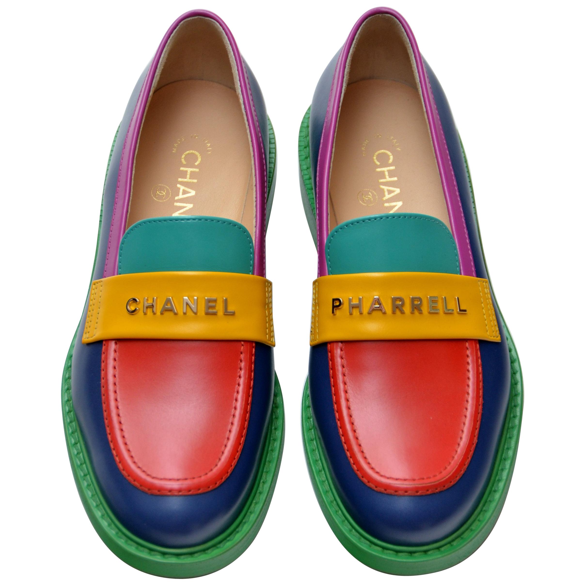 Chanel x Pharrell Capsule Collection Multicolor Loafers Size 39.5 Woman NEW  at 1stDibs