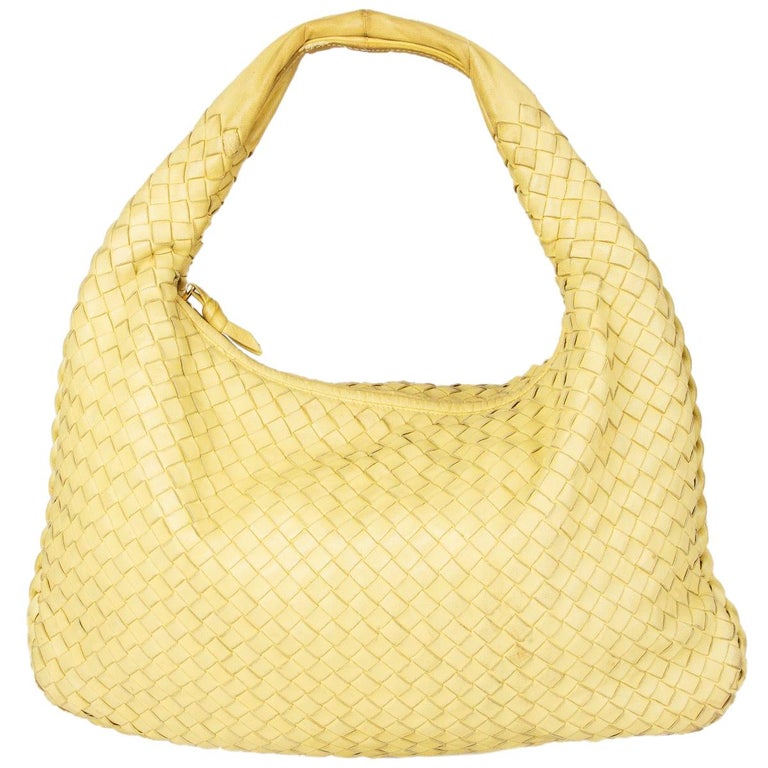 BOTTEGA light yellow leather SMALL Hobo Shoulder Bag at