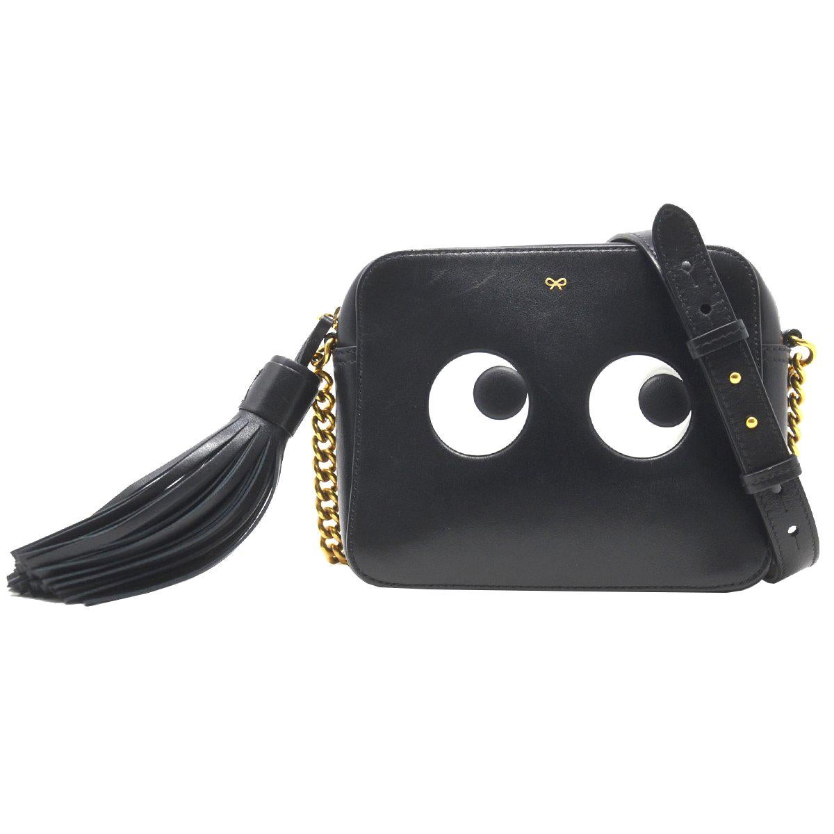 Anya Hindmarch Leather Shearling Eyes Mini Crossbody Bag in Black Womens Bags Crossbody bags and purses 