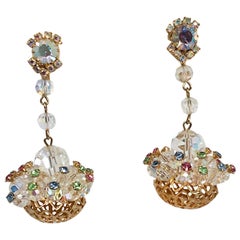 1950s Hattie Carnegie Rhinestone Chandelier Earrings 