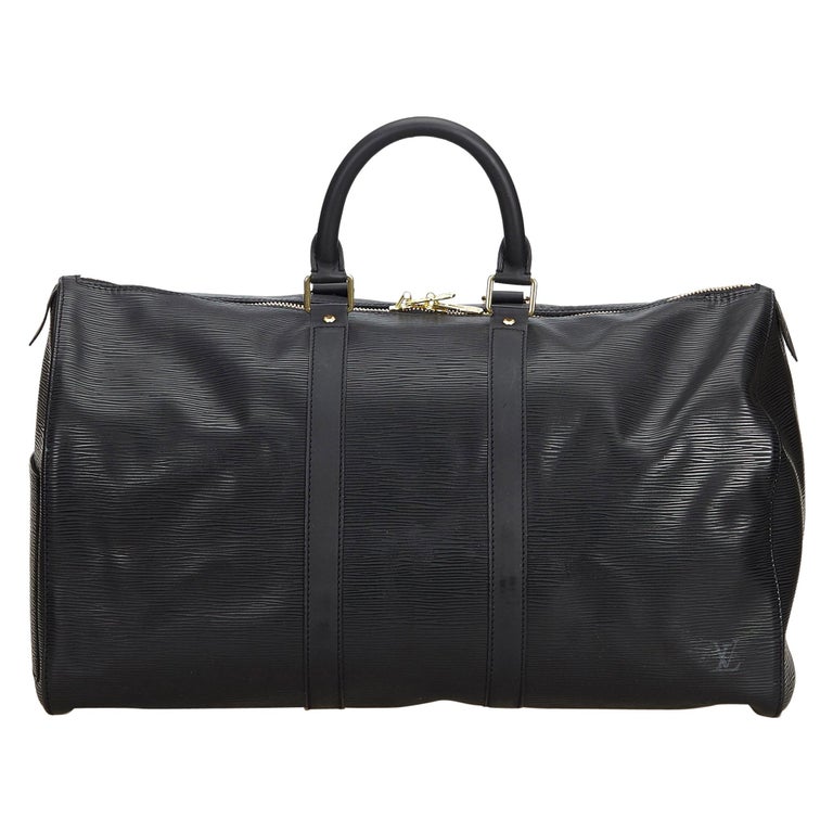 Louis Vuitton Black Epi Leather Leather Epi Keepall 45 France w/ Dust Bag at 1stdibs
