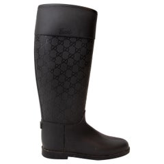Used Gucci Monogram Rubber Boots - Size 38