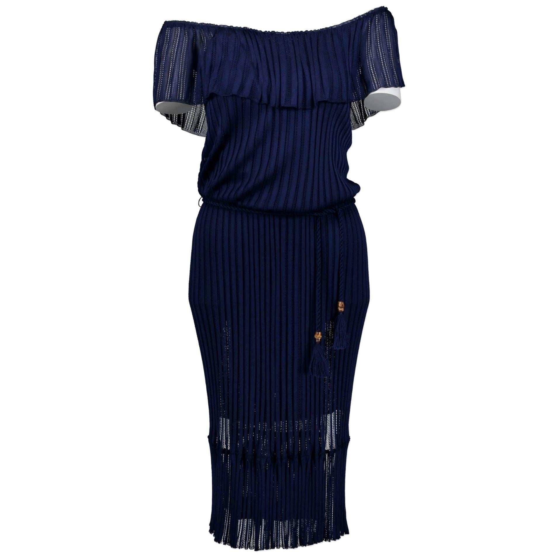 Gucci Dark Blue Knit Dress - Size XS