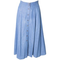 Retro Button Through Denim Skirt