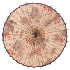 Vintage Sonnenschirm mit Holzgriff