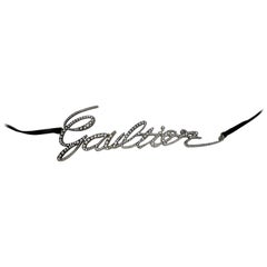 Jean Paul Gaultier Cursive Logo Metal Chrome Jeweled Belt 