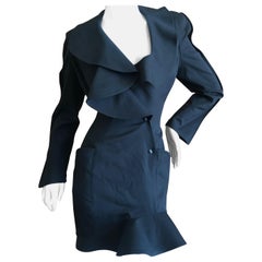 Thierry Mugler Vintage 1980's Black Mini Dress with Exaggerated Ruffled Collar