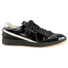 Used  FENDI Size 8 Black & White Solid Lace Up Sneakers