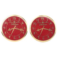 Vintage General Electric Telechron Clock Novelty Cufflinks, 1950's