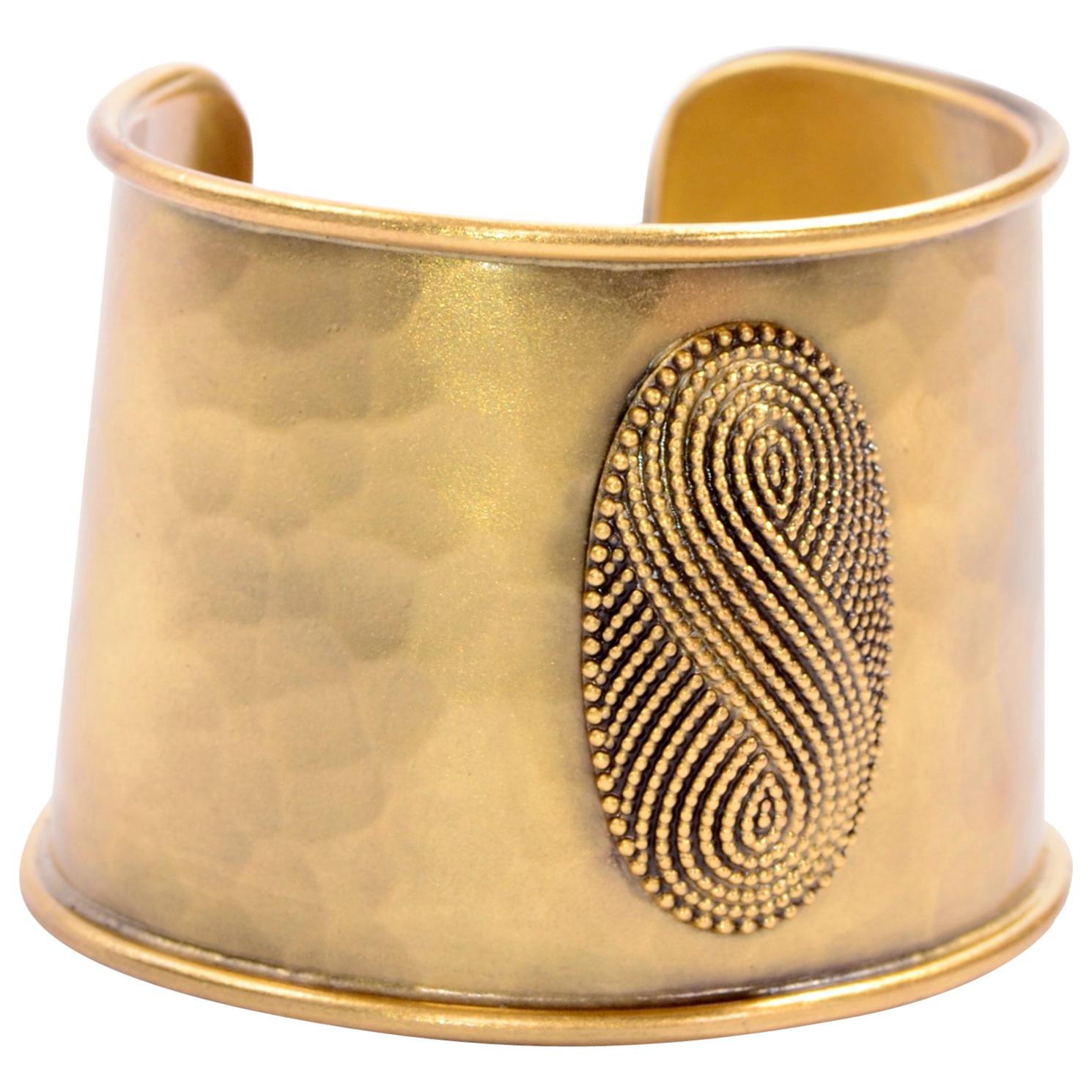 Yves Saint Laurent YSL Vintage Hammered Gold Cuff Bracelet at 1stDibs