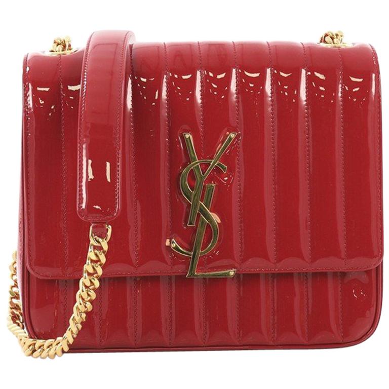 Saint Laurent Vicky Crossbody Bag Vertical Quilted Patent Large