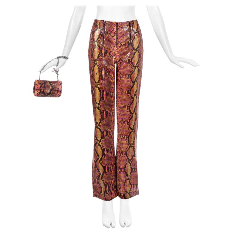 Chanel by Karl Lagerfeld pink python pants with matching mini flap bag ...