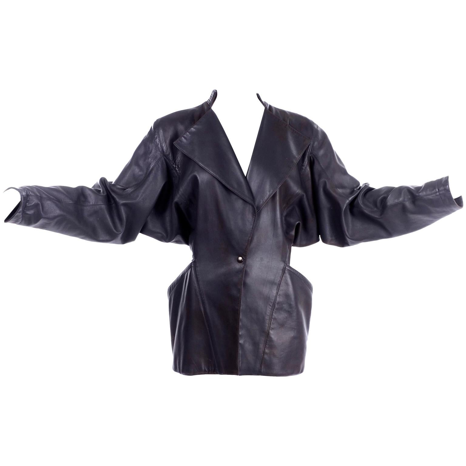 1980s Azzedine Alaia Avant Garde Vintage Leather Jacket W/ Pockets