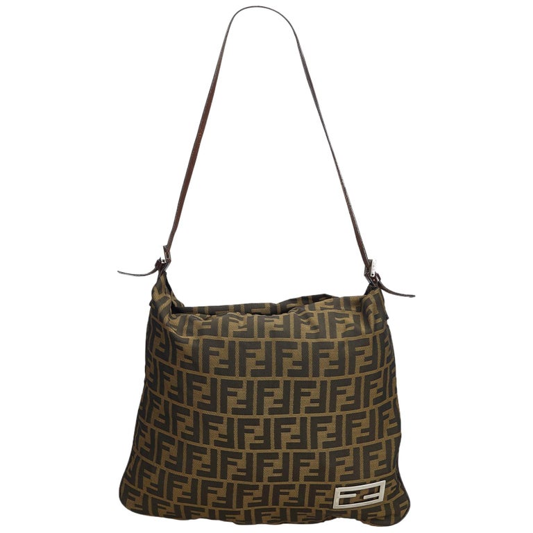 Fendi Brown Canvas Fabric Zucca Shoulder Bag Italy at 1stdibs