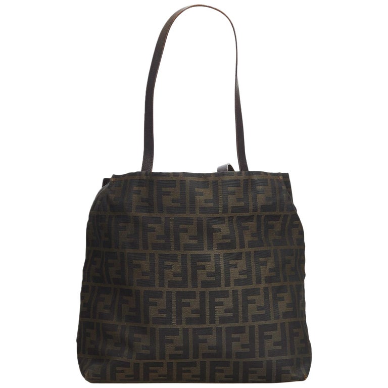 Fendi Brown Coated Canvas Fabric Zucca Tote Bag Italy at 1stdibs