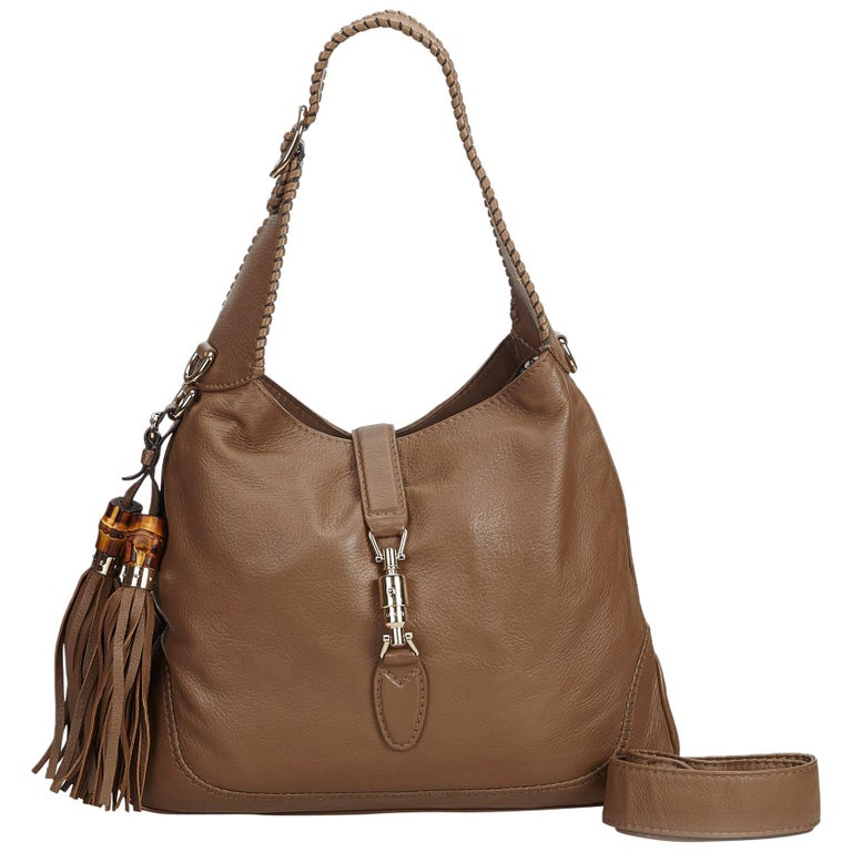 Gucci Brown Leather New Jackie Tassel Hobo Bag Italy Gucci Brown Leather New Jackie Tassel Hobo Bag Italy